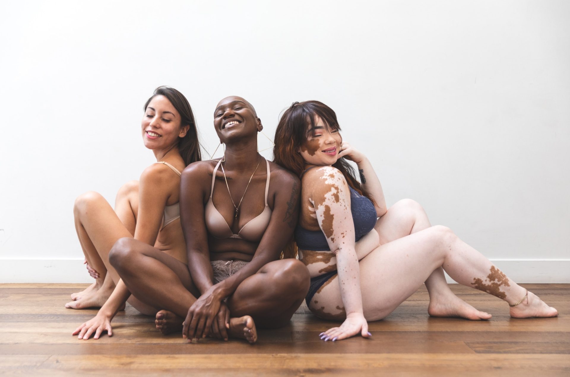 3 women representing body positivity and body diversity
