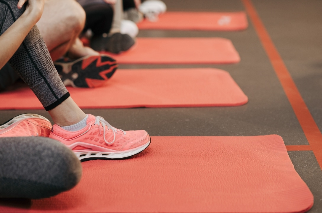 exercising on yoga mats
