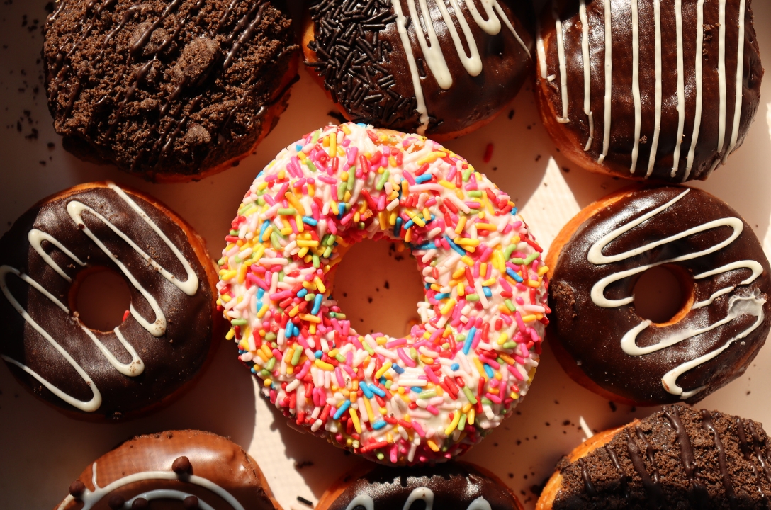 sprinkled icing doughnut